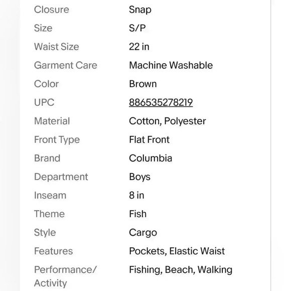 NEW NWT Columbia Kids Half Moon™ Embroidered Short, Little/Big Kids, Sz S/P $50 - Picture 8 of 8